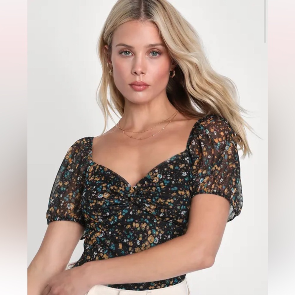 Floral Puff Sleeve Bodysuit
